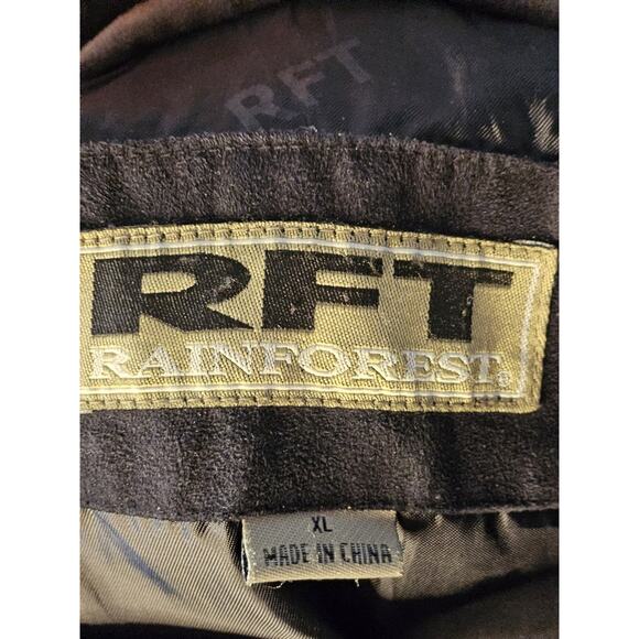 Vintage RFT Rainforest Black Micro Suede Jacket XL Inside Zipper Phone Pocket - Picture 8 of 10